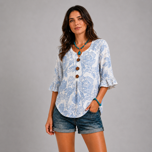 Blusa Floral – Jardín Azul