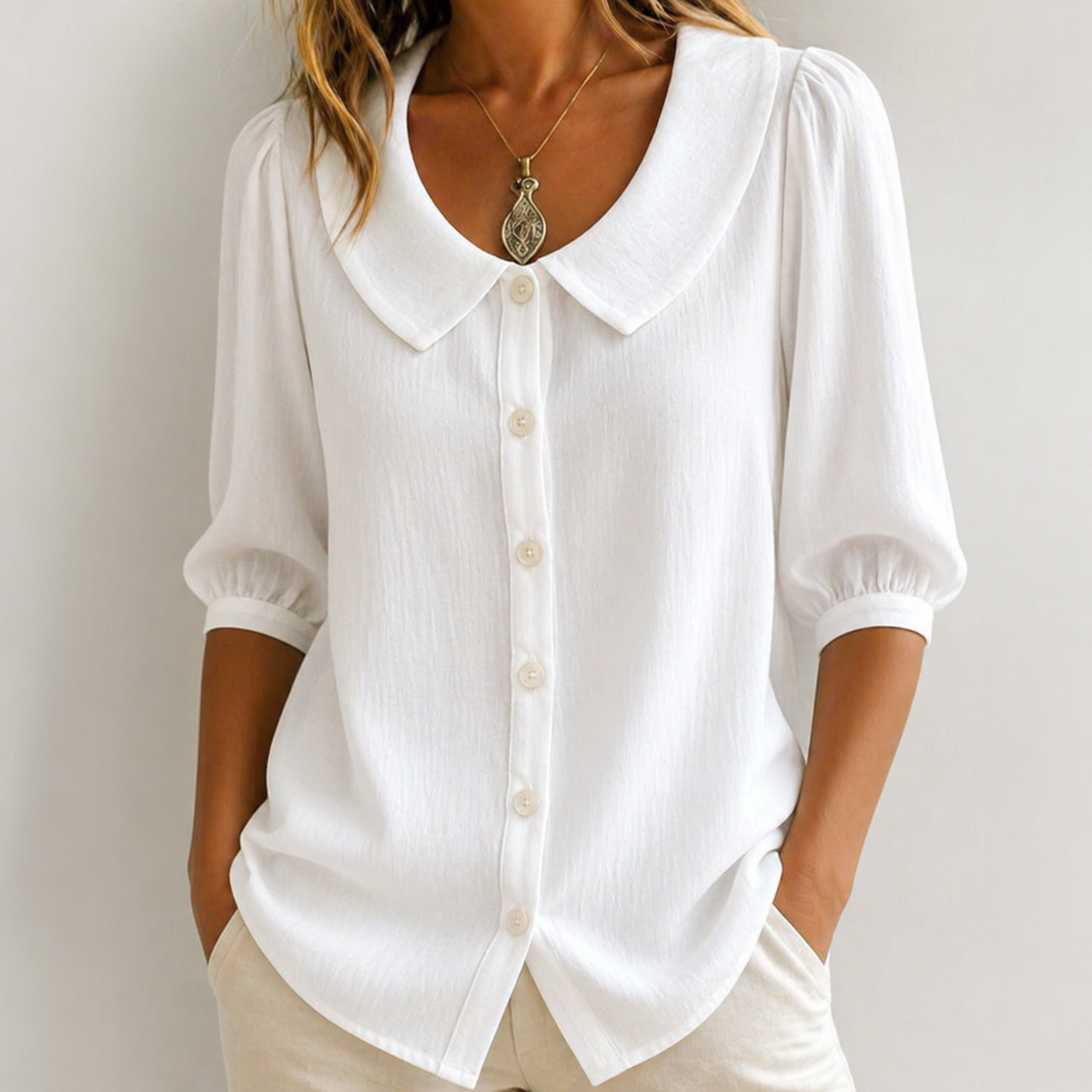 Blusa informal de color liso