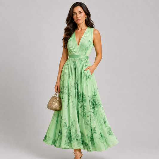 Isabella |  Vestido largo plisado elegante