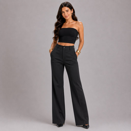 Pantalones de traje de mujer con cintura alta