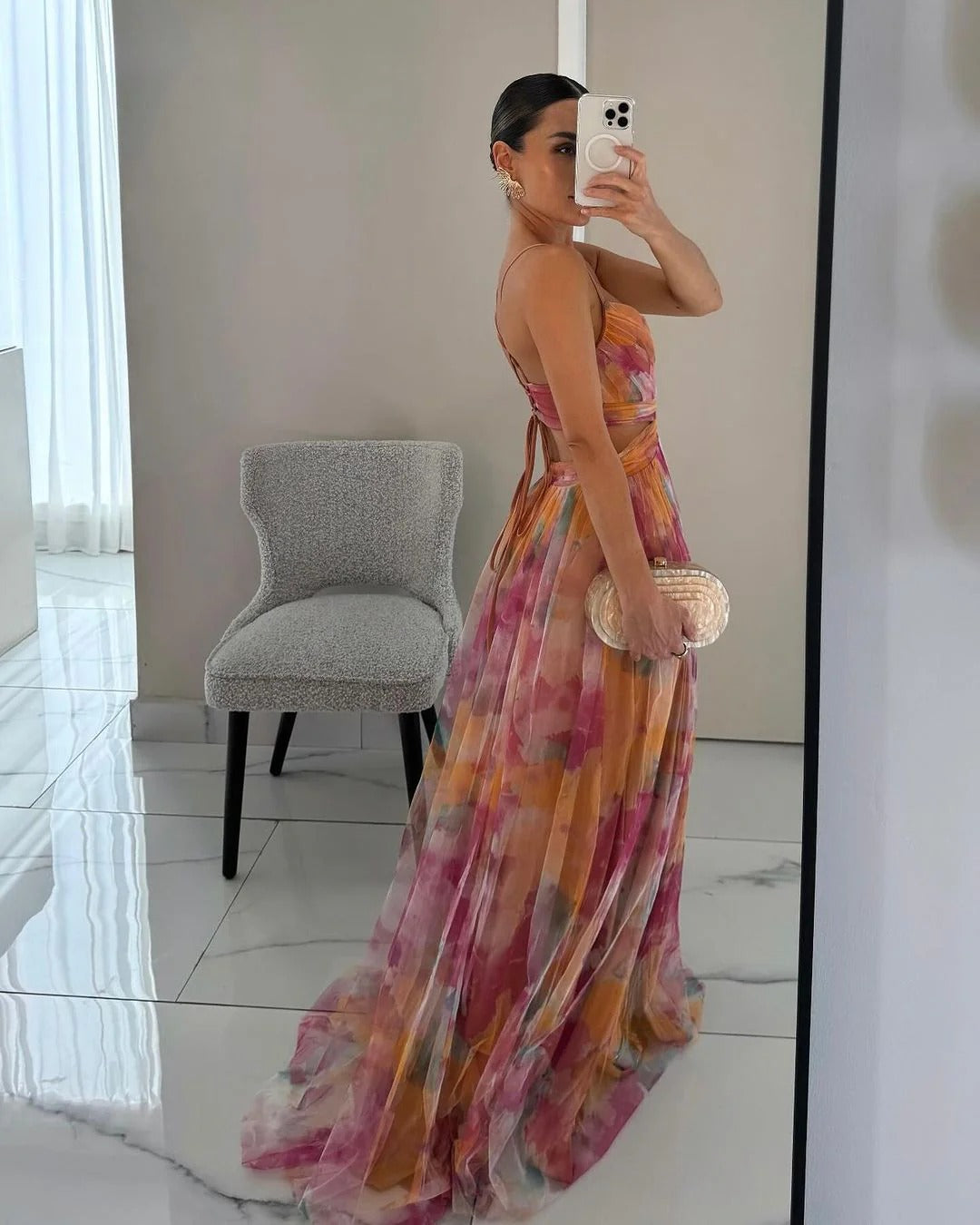 Valentina |  Vestido largo con estampado floral elegante