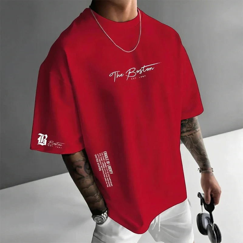 Camiseta estilo urbano de corte holgado: mezcla de algodón de primera calidad, corte oversize desenfadado y estampado gráfico