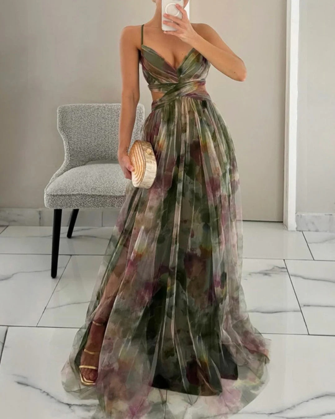 Valentina |  Vestido largo con estampado floral elegante