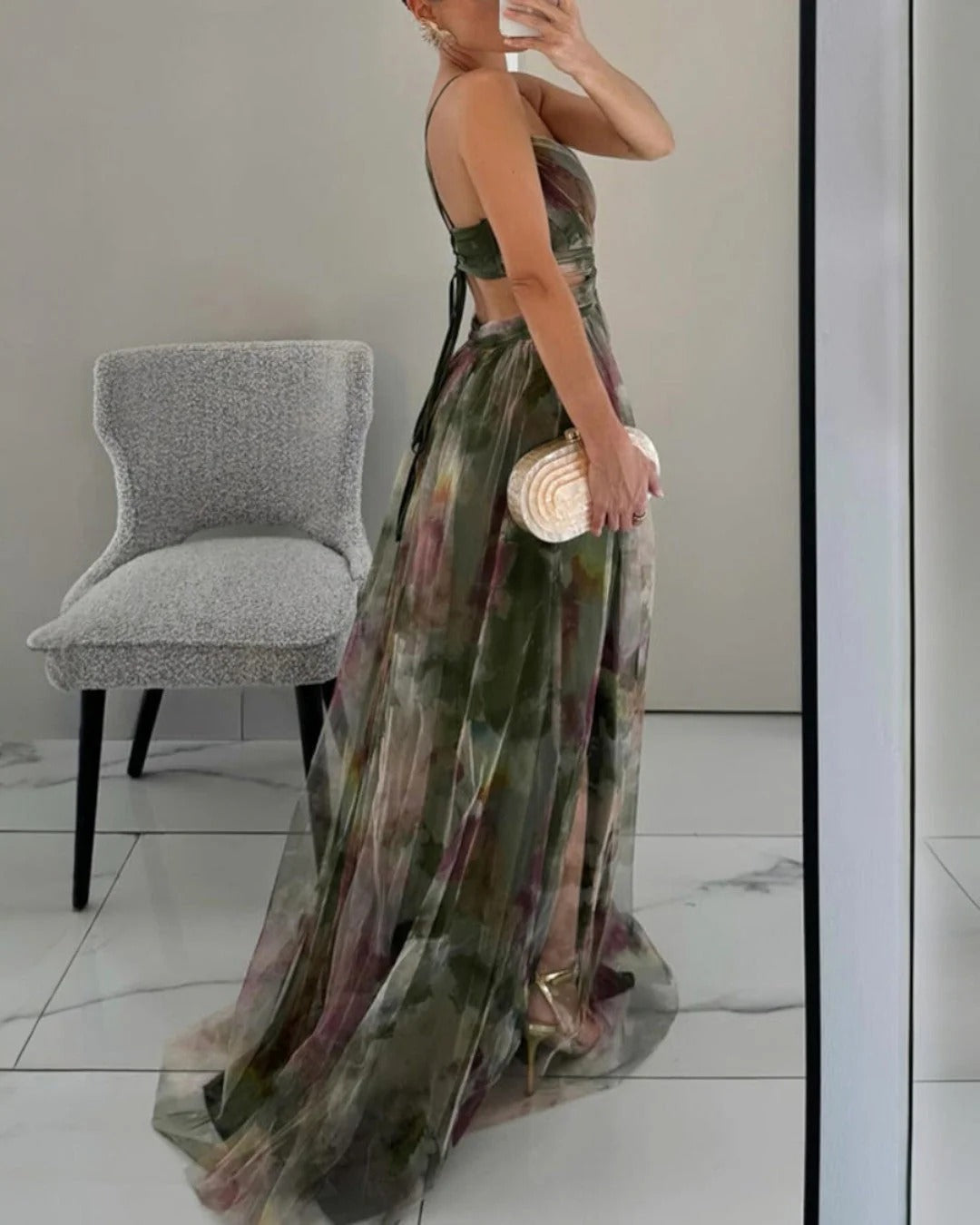 Valentina |  Vestido largo con estampado floral elegante
